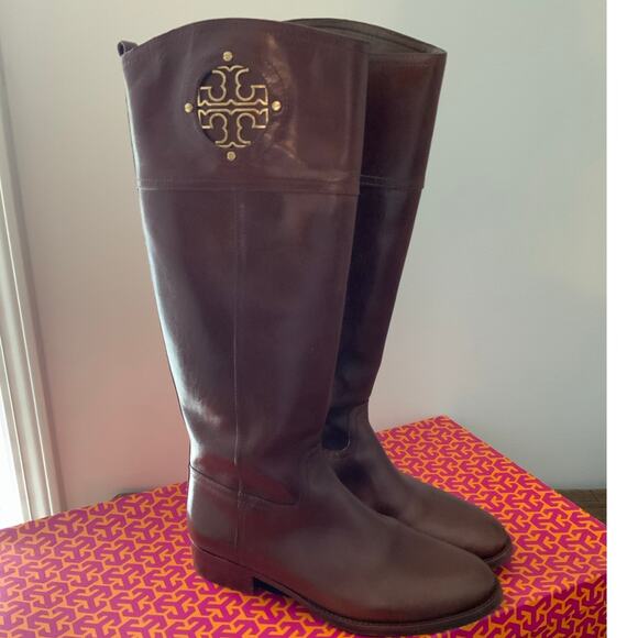 Tory Burch Kiernan Logo Dress Riding Boots size 8.5